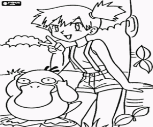 Colorear Psyduck y May, Pokémon