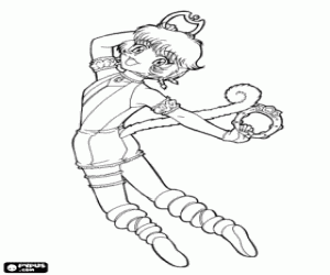 Colorear Pudding,Mew Mew con cola de mono