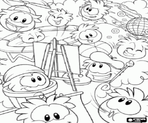Colorear El puffle pintor en acción