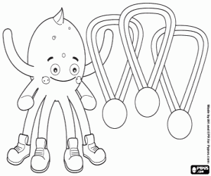 Colorear El pulpo Pypus con tres medallas