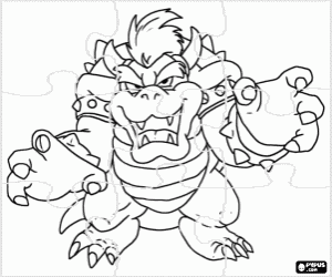Colorear Puzzle de Bowser,enemigo d Mario