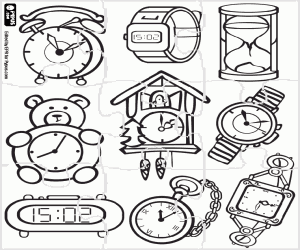 Colorear Puzzle de colección de relojes