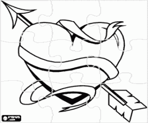 Colorear Puzzle de corazón con una flecha