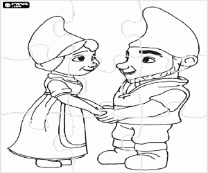 Colorear Puzzle de Gnomeo y Julieta
