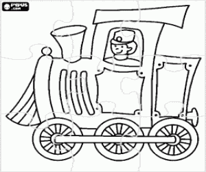 Colorear Puzzle de locomotora a vapor