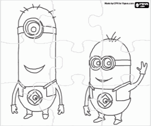 Colorear Puzzle de dos minions de Gru