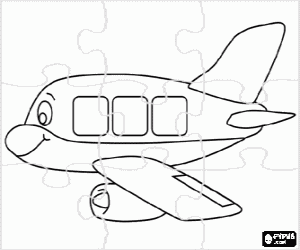 Colorear Puzzle de pequeño avión con cara
