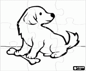 Colorear Puzzle de perrito con un hueso