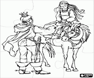 Colorear Puzzle de principes y el caballo