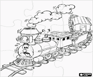 Colorear Puzzle de tren de vapor con cara
