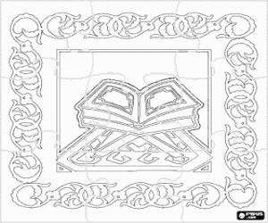 Colorear Puzzle del libro del Corán,Islam