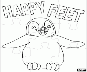 Colorear Puzzle del pingüino Happy Feet