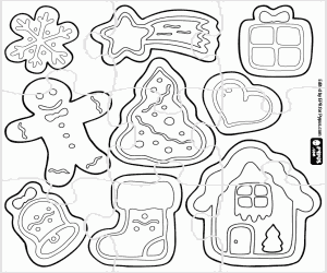 Colorear Puzzle con galletas de Navidad