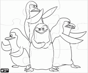 Colorear Puzzle Pingüinos de Madagascar