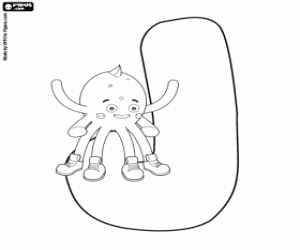 Colorear Pypus sentado en la letra J