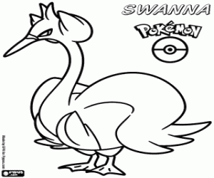 Colorear Pájaro Blanco Pokémon, Swanna
