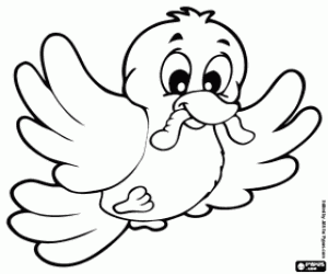 Colorear Pájaro con un gusano
