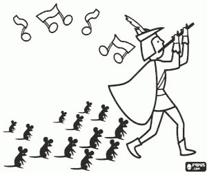 Colorear Las ratas siguen al flautista