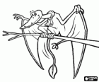 Pterodactyl o pterodáctilo en una rama