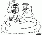 Natividad - El Niño Jesús con su madre María y su padre José