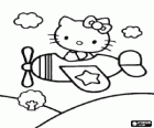 Hello Kitty volando en una pequeña avioneta