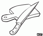 Utensilios de cocina -  Cuchillo y madera de cortar