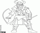 Vikingo armado con un hacha y un escudo