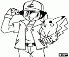 Ash, entrenador de pokémon, con su primer Pokémon Pikachu