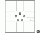 Bandera de las Antillas Neerlandesas, Antillas Holandesas o Indias Occidentales Holandesas. La bandera tiene seis estrellas, una por cada isla que forma parte del estado autónomo perteneciente al Reino de los Países Bajos