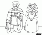 Señor de castillo con su esposa, unos de los protagonistas del feudalismo