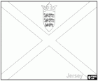 Bandera del Bailiazgo de Jersey, dependencia de la Corona Británica en la costa de Normandía