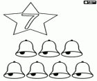 Número 7 dentro de una estrella con siete campanas