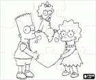 Puzzle de Bart y Lisa, los hermanos mayores, levantando a la pequeña Magie sobre un corazón