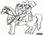 Príncipe y princesa montando a caballo