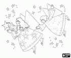 Ángeles de Navidad jugando con las estrellas