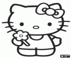 Hello Kitty con una flor en la mano