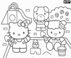 Hello Kitty y sus amigos Fifi y el perrito Jody jugando en el parque