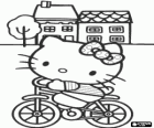 Hello Kitty feliz montando en bicicleta