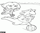 Dora jugando al futbol con su amiga Isa, la iguana