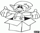 Duende de Navidad dentro de una caja