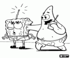 Bob Esponja y su amigo Patricio Estrella hablando por unos Walkie-talkies
