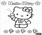 Rompecabezas de Hello Kitty con pajaritos y flores