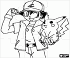 Puzzle de Pokemon - Ash, entrenador de pokémon, con su primer Pokémon Pikachu