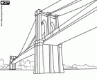 El puente de Brooklyn, el puente colgante es uno de los símbolos de la ciudad de Nueva York