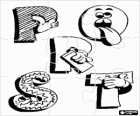 Puzzle de Letras P, Q, R y S con dibujos divertidos
