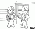 Bob el constructor y su socia Wendy organizando los trabajos del día