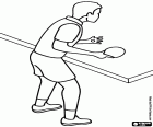Jugador de tenis de mesa a punto de ejecutar un servicio con la pelota en la mano