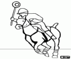Jugador y caballo practicando el polocrosse, deporte ecuestre, mezcla entre el polo y el lacrosse