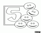 Número 5 divertido con cinco smiley