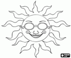 El sol conocido como el astro rey con gafas de sol